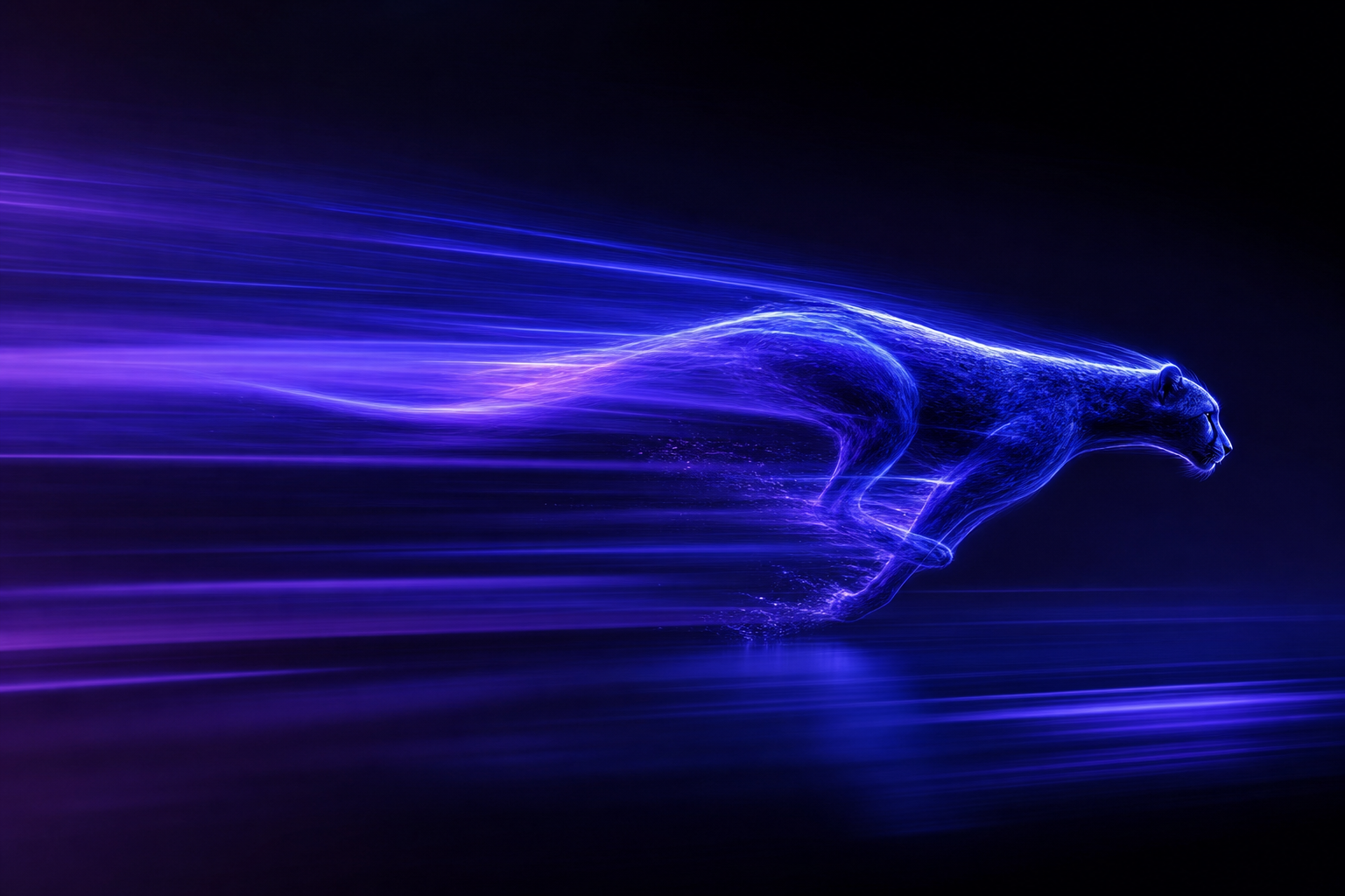 Abstract agile team sprint visualization with motion streaks and indigo accents on dark background.